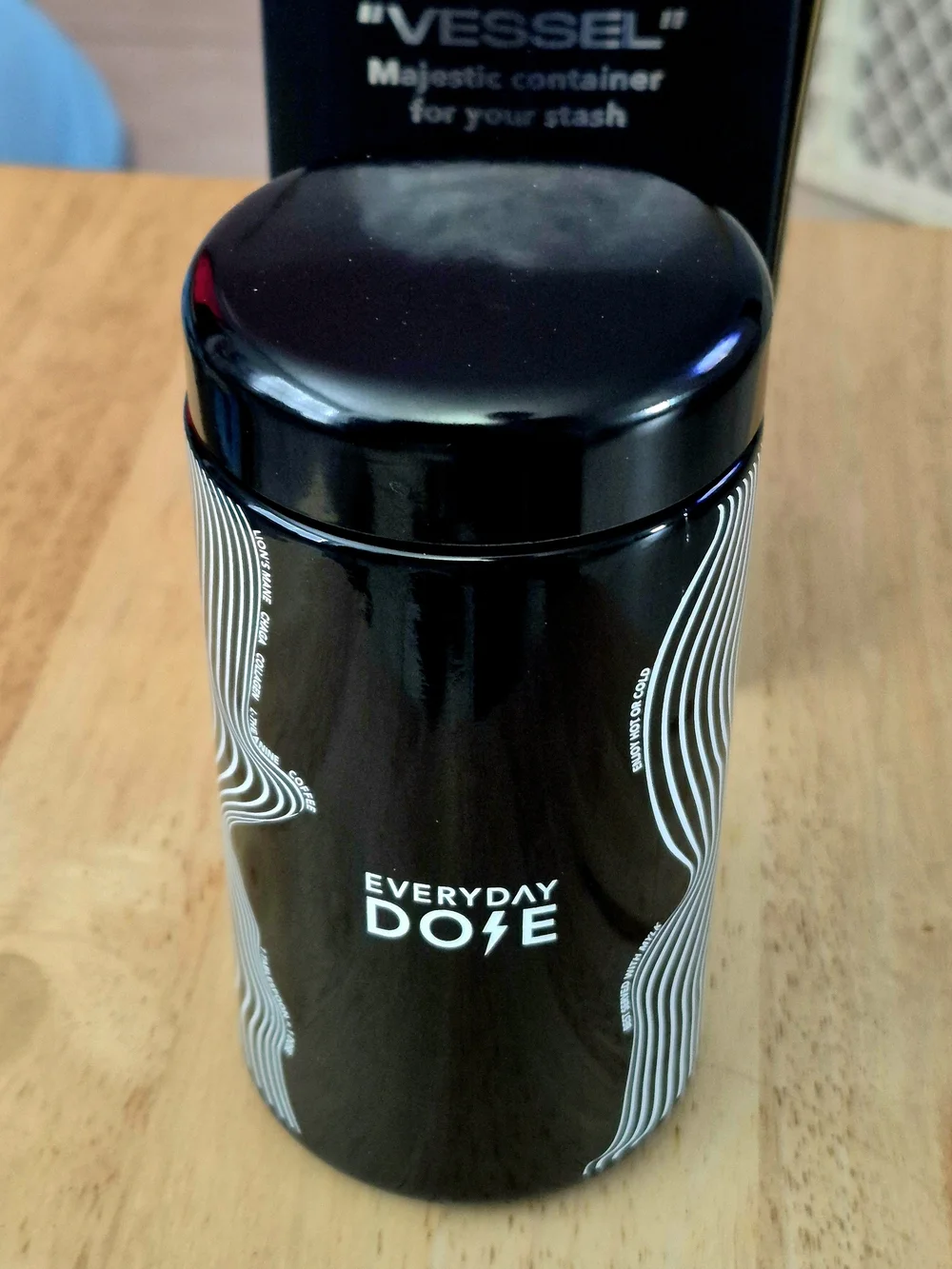 Black Mushroom Coffee Stash Container